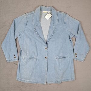 Hunters Run Denim Blazer B2 Womens Blue Cotton Boyfriend‎ Jacket VTG Y2K NWT